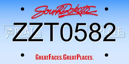 ZZT0582 South Dakota License Plate