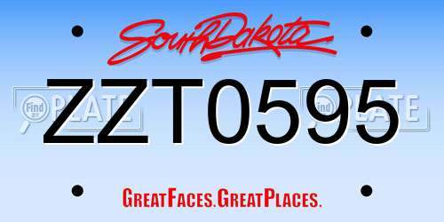 ZZT0595 South Dakota License Plate