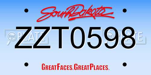 ZZT0598 South Dakota License Plate