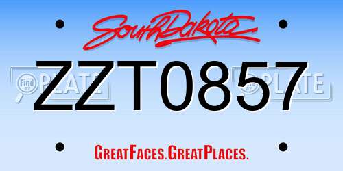 ZZT0857 South Dakota License Plate