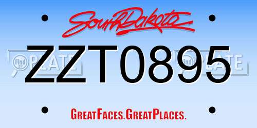 ZZT0895 South Dakota License Plate