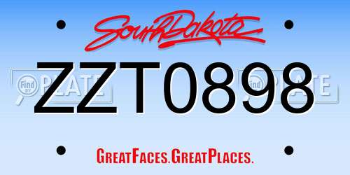 ZZT0898 South Dakota License Plate