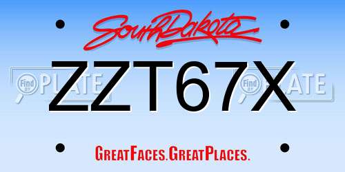 ZZT67X South Dakota License Plate