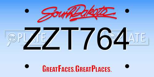 ZZT764 South Dakota License Plate