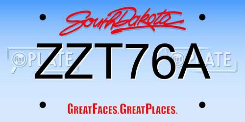 ZZT76A South Dakota License Plate