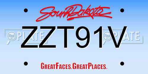 ZZT91V South Dakota License Plate