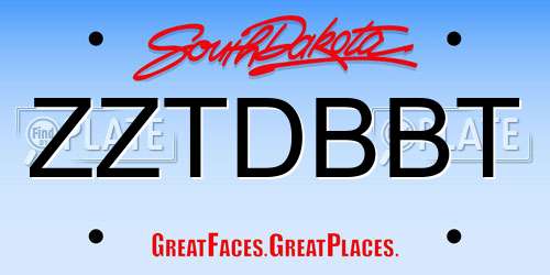ZZTDBBT South Dakota License Plate