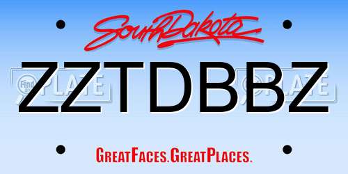ZZTDBBZ South Dakota License Plate
