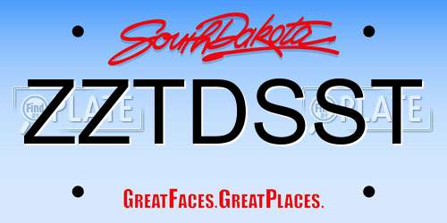 ZZTDSST South Dakota License Plate