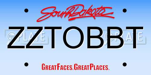 ZZTOBBT South Dakota License Plate