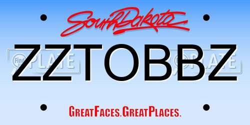 ZZTOBBZ South Dakota License Plate