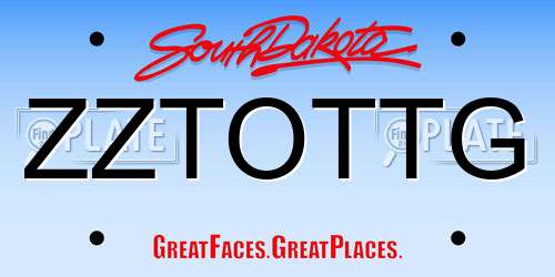 ZZTOTTG South Dakota License Plate