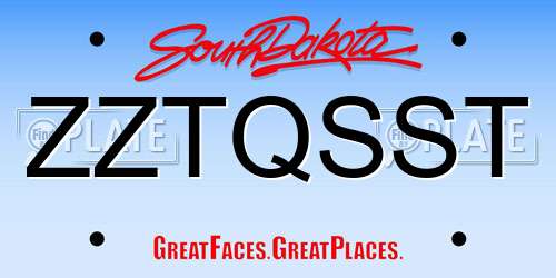 ZZTQSST South Dakota License Plate