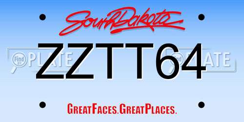 ZZTT64 South Dakota License Plate