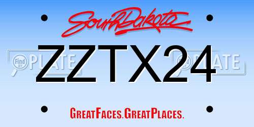 ZZTX24 South Dakota License Plate