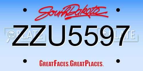 ZZU5597 South Dakota License Plate