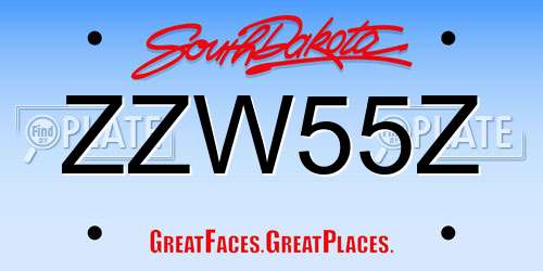 ZZW55Z South Dakota License Plate