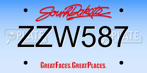 ZZW587 South Dakota License Plate