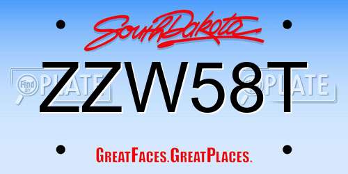 ZZW58T South Dakota License Plate