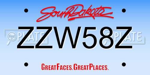 ZZW58Z South Dakota License Plate