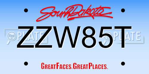 ZZW85T South Dakota License Plate