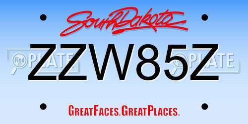 ZZW85Z South Dakota License Plate