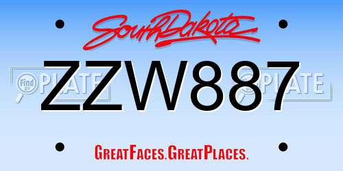 ZZW887 South Dakota License Plate