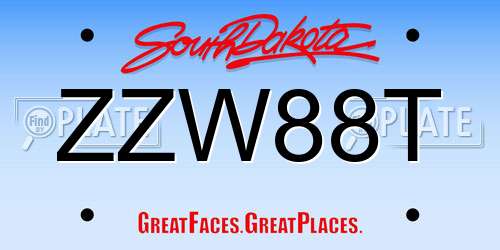 ZZW88T South Dakota License Plate