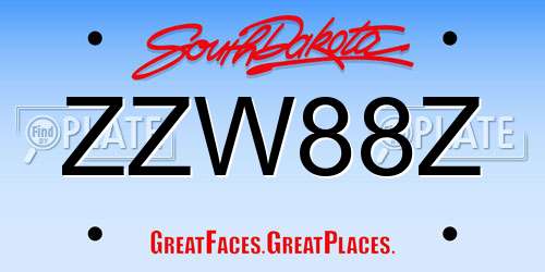 ZZW88Z South Dakota License Plate