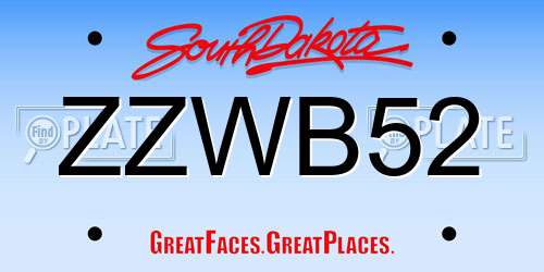 ZZWB52 South Dakota License Plate
