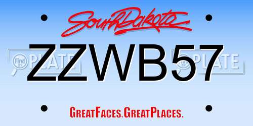 ZZWB57 South Dakota License Plate