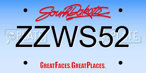 ZZWS52 South Dakota License Plate