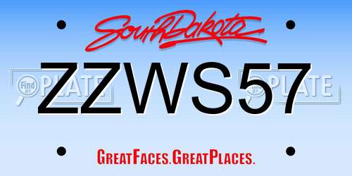 ZZWS57 South Dakota License Plate