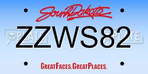 ZZWS82 South Dakota License Plate