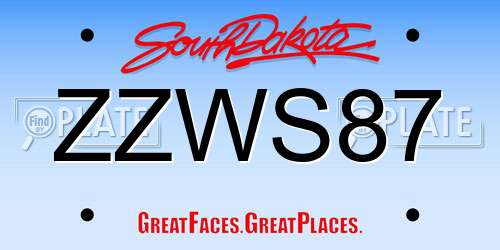 ZZWS87 South Dakota License Plate