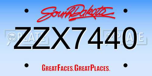 ZZX7440 South Dakota License Plate
