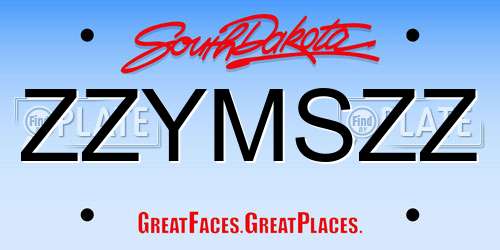 ZZYMSZZ South Dakota License Plate