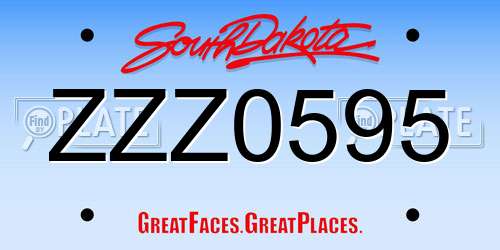 ZZZ0595 South Dakota License Plate