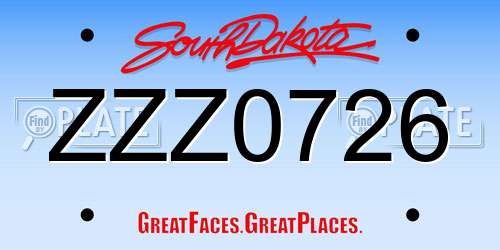 ZZZ0726 South Dakota License Plate