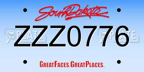 ZZZ0776 South Dakota License Plate
