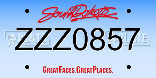 ZZZ0857 South Dakota License Plate