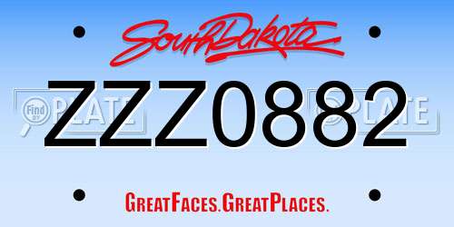 ZZZ0882 South Dakota License Plate