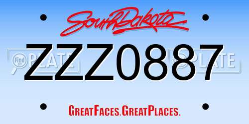 ZZZ0887 South Dakota License Plate