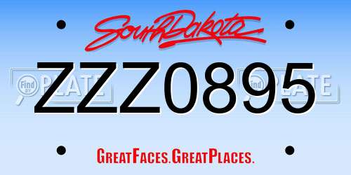 ZZZ0895 South Dakota License Plate