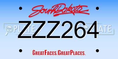 ZZZ264 South Dakota License Plate