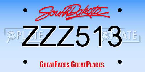 ZZZ513 South Dakota License Plate