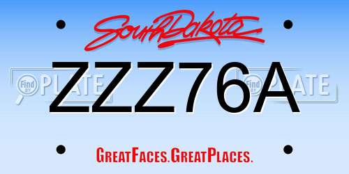 ZZZ76A South Dakota License Plate