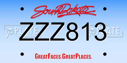 ZZZ813 South Dakota License Plate
