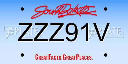 ZZZ91V South Dakota License Plate