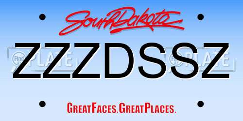 ZZZDSSZ South Dakota License Plate